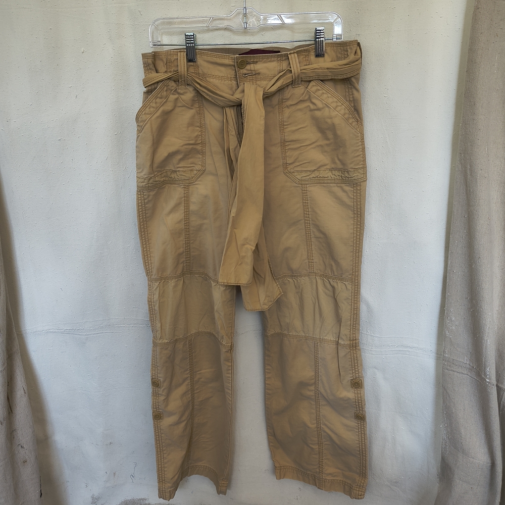 Women's Lo Rise Size Med Hollister Tan Casual Pants With Sash Belt